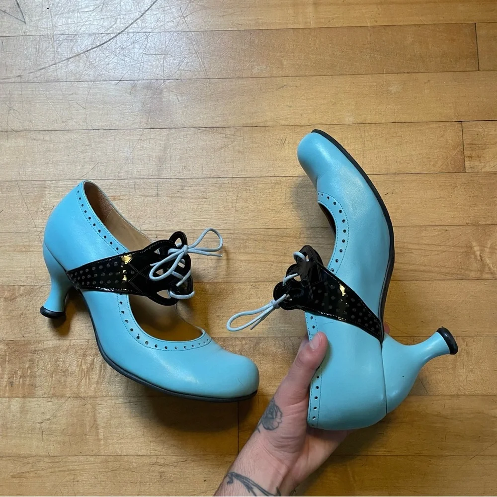 John Fluevog “Bellevue Mollie Johnson” Lace Up Mary Jane Heel - Size 10.5 - Picture 2 of 4